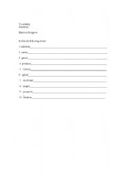 English worksheet: Harrison Bergeron Vocabulary