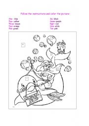 English Worksheet: Follow the instructions and color the picture