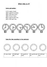 English Worksheet: what time is it?