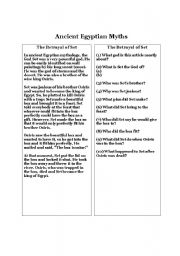 English Worksheet: Ancient Egyptian Myths