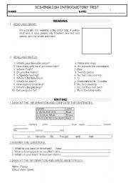 English Worksheet: introductory test primary