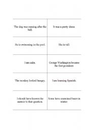 English worksheet: helping verb flash cards