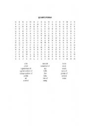 English Worksheet: quantifiers word search