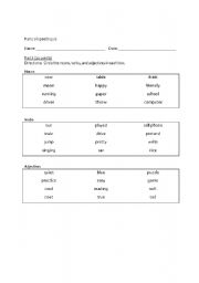 English worksheet: Parts of Speech Quiz