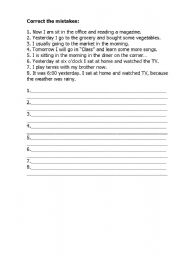 English worksheet: Correct The Mistakes