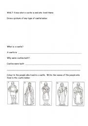 English Worksheet: Know what a castle is and people who lived there