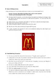 English Worksheet: Conversation Class based on a polemic video about fast food (Teachers copy)