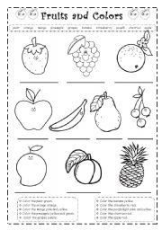 Fruits and colors - ESL worksheet by blizzard1