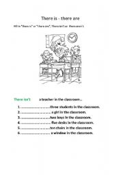 English Worksheet: There is-there are