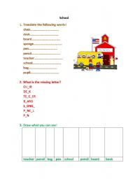 English worksheet: School