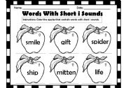 English worksheet: Words With Short i Sounds