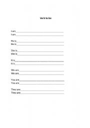 English Worksheet: Verb to be