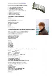 One time by Justin Bieber: English ESL worksheets pdf & doc