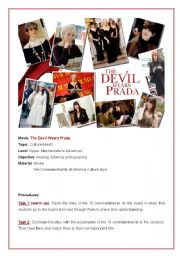 English Worksheet: The Devil wears Prada- Movie activity