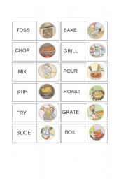 Vocabulary Domino Set Cooking Verbs 1/2