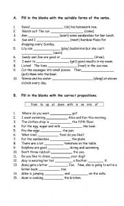 English Worksheet: Tense and Prepositions