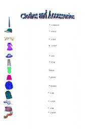 English worksheet: clothes and accessories