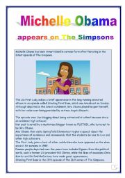 READING PROJECT - 12 TASKS - 7 pages - Answer KEY  - Michelle Obama appears on the Simpsons.