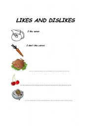 English Worksheet: Likes and dislikes written activity