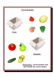 English Worksheet: Vocabulary  for kids Fruits and vegetables