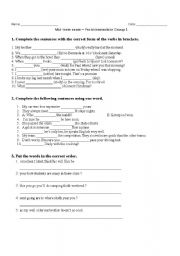 English worksheet: Pre intermediate exam