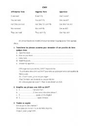 English Worksheet: CAN