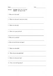 English worksheet: Color quiz for beginning ELLs