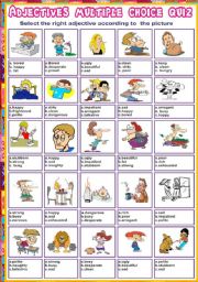 English Worksheet: Adjectives multiple choice quiz