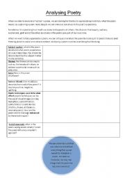 English Worksheet: Analysing Poetry