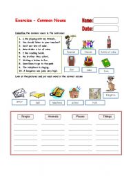 common noun worksheet