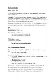 English worksheet: work and jobs