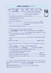 English Worksheet: Present Continuous and Simple Past 