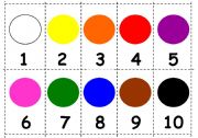 Numbers and colours. Mini-flashcards games