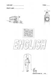 English Worksheet: Frontpage for the English course