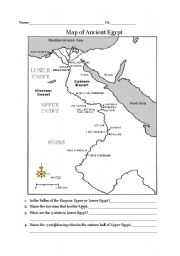 Ancient Egypt map - ESL worksheet by monsone
