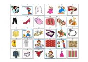 English worksheet: 4 in a roll ( Verbs and clothes)