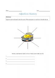 English worksheet: Adjectives for a car