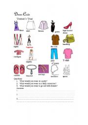 English Worksheet: Dress Code 2(Ladies wear)