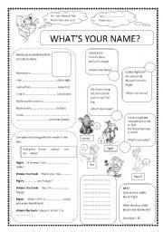 English Worksheet: Whats your name? First lessons with English! 