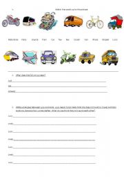 English worksheet: Transport and travel companioins