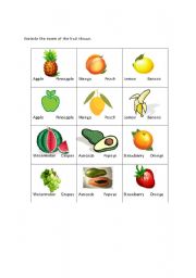 English worksheet: Name the fruit
