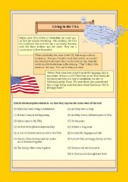 English Worksheet: Maria lives in the USA