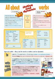 Stative Verbs - Presentation and Worksheet - 3 pages