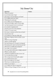 English worksheet: House and City