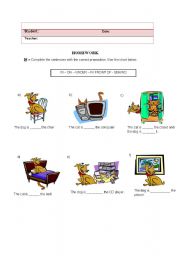 English Worksheet: The preposition activity