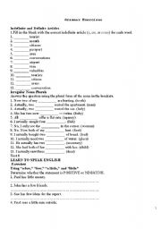 English Worksheet: Grammar Exercises with Key