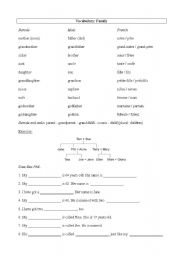 English worksheet: family vocabulary