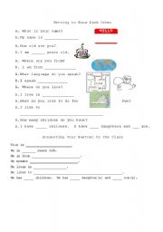 English Worksheet: Getting to Know Each Other