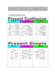 English worksheet: Present Simple and Present Continuous 