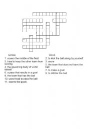 English worksheet: football crossword puzzle